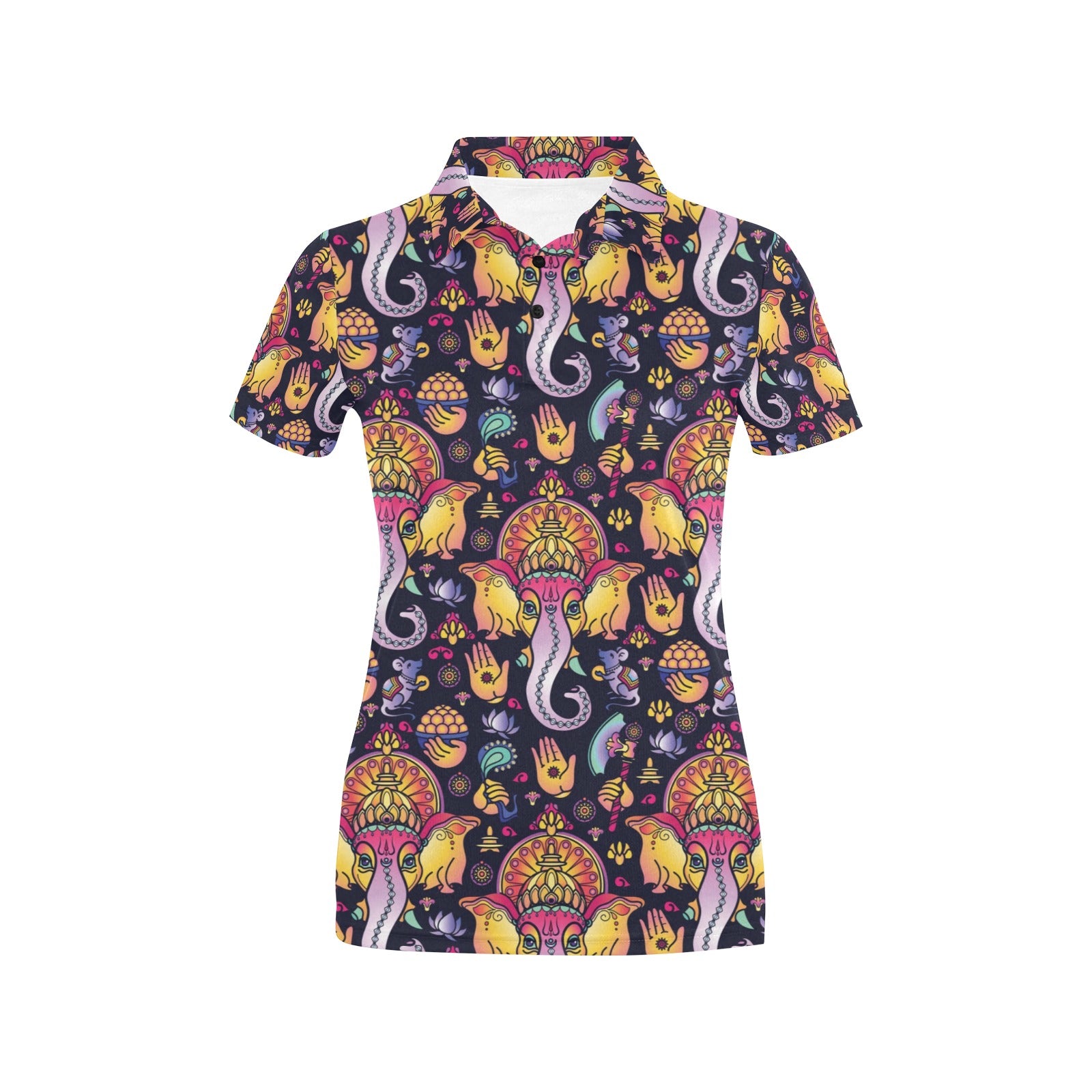 Ganesha Indian Pattern Print Design 03 Women's Polo Shirt