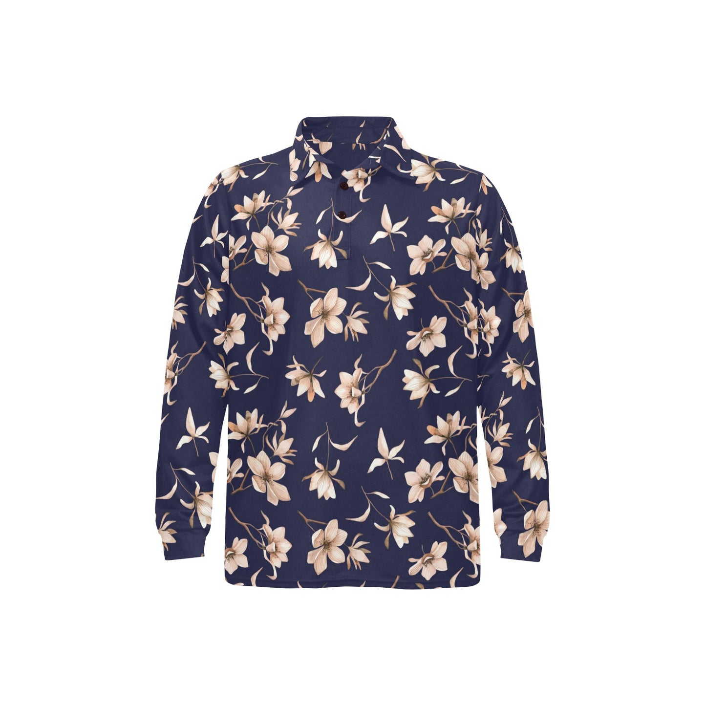 Beautiful Floral Pattern Long Sleeve Polo Shirt For Men's