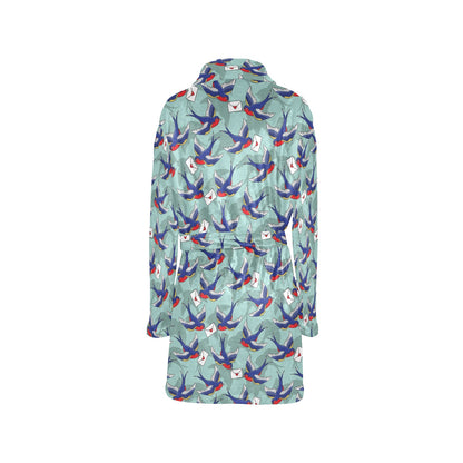 Swallow Bird Pattern Print Design 02 Women's Fleece Robe