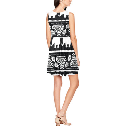 Elephant Pattern Sleeveless Dress