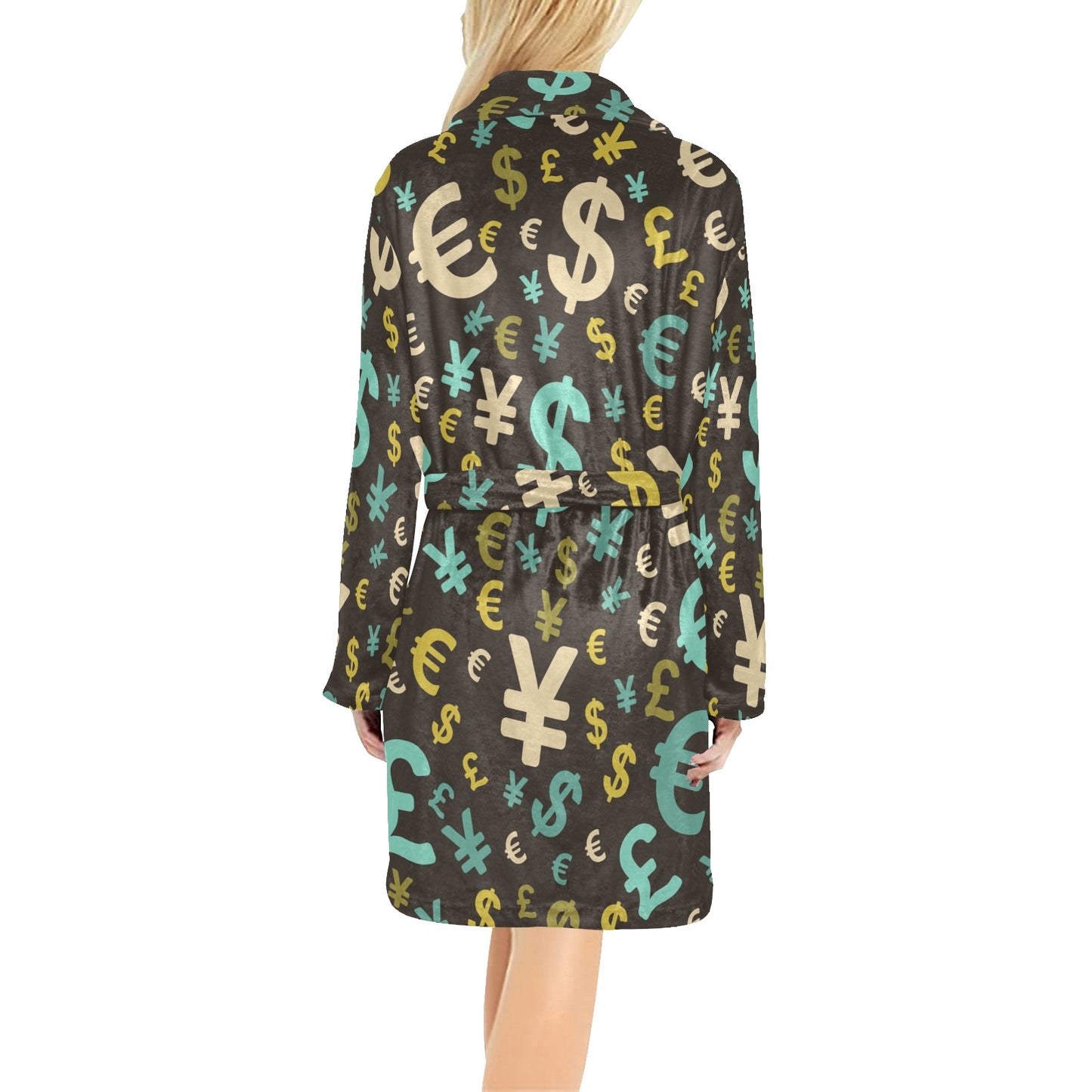 Money Pattern Print Design 01 Women's Fleece Robe