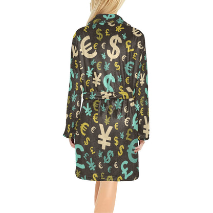 Money Pattern Print Design 01 Women's Fleece Robe