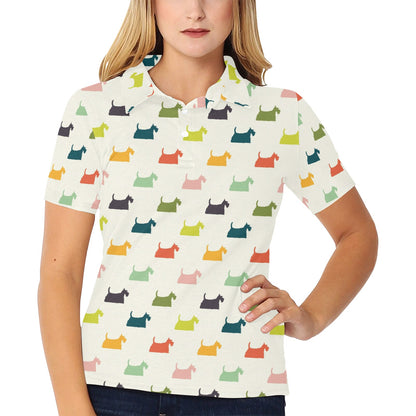 Scottish Terriers Print Design LKS305 Women's Polo Shirt