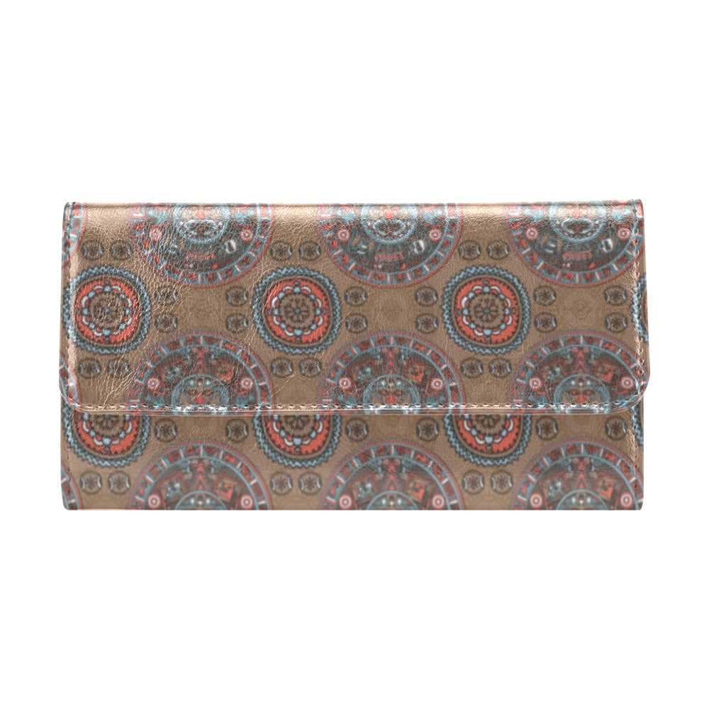 Calendar Aztec Design Print Pattern Women's Trifold Wallet