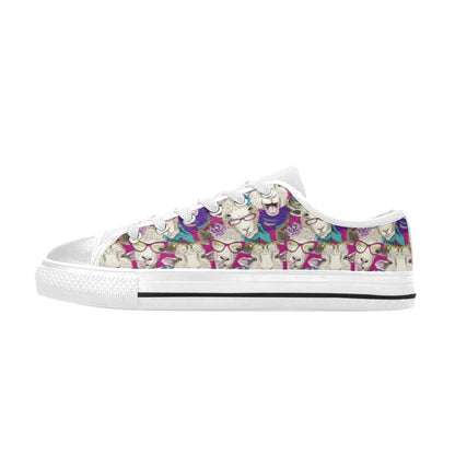 Sheep Print Design LKS403 Women's White Low Top Shoes