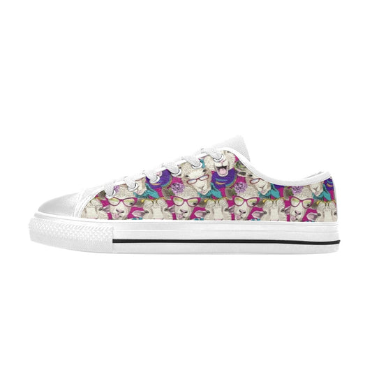 Sheep Print Design LKS403 Women's White Low Top Shoes