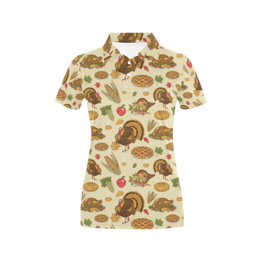 Turkey Pattern Print Design 02 Women's Polo Shirt