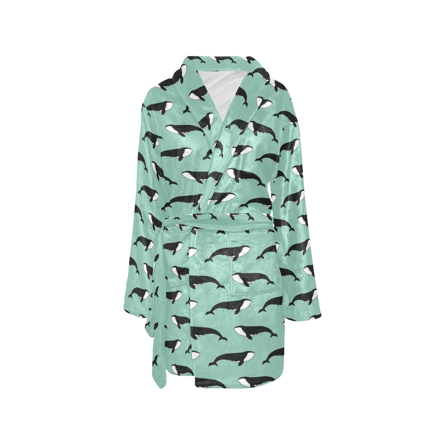 Whale Print Design LKS307 Women's Fleece Robe