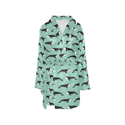 Whale Print Design LKS307 Women's Fleece Robe