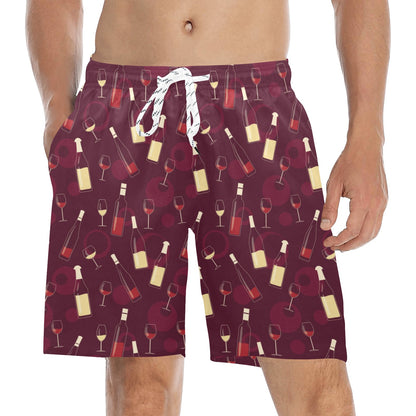 Wine Themed Pattern Print Men's Swim Trunks Beach Shorts