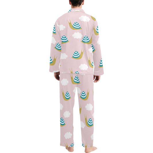 Snail Pattern Print Design 02 Men's Long Pajama Set