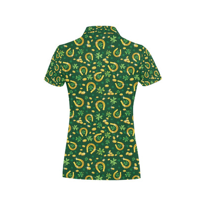 Shamrock Horse Shoes Saint Patrick's Day Print Design LKS307 Women's Polo Shirt