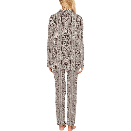Maori Pattern Print Design 04 Women's Long Pajama Set