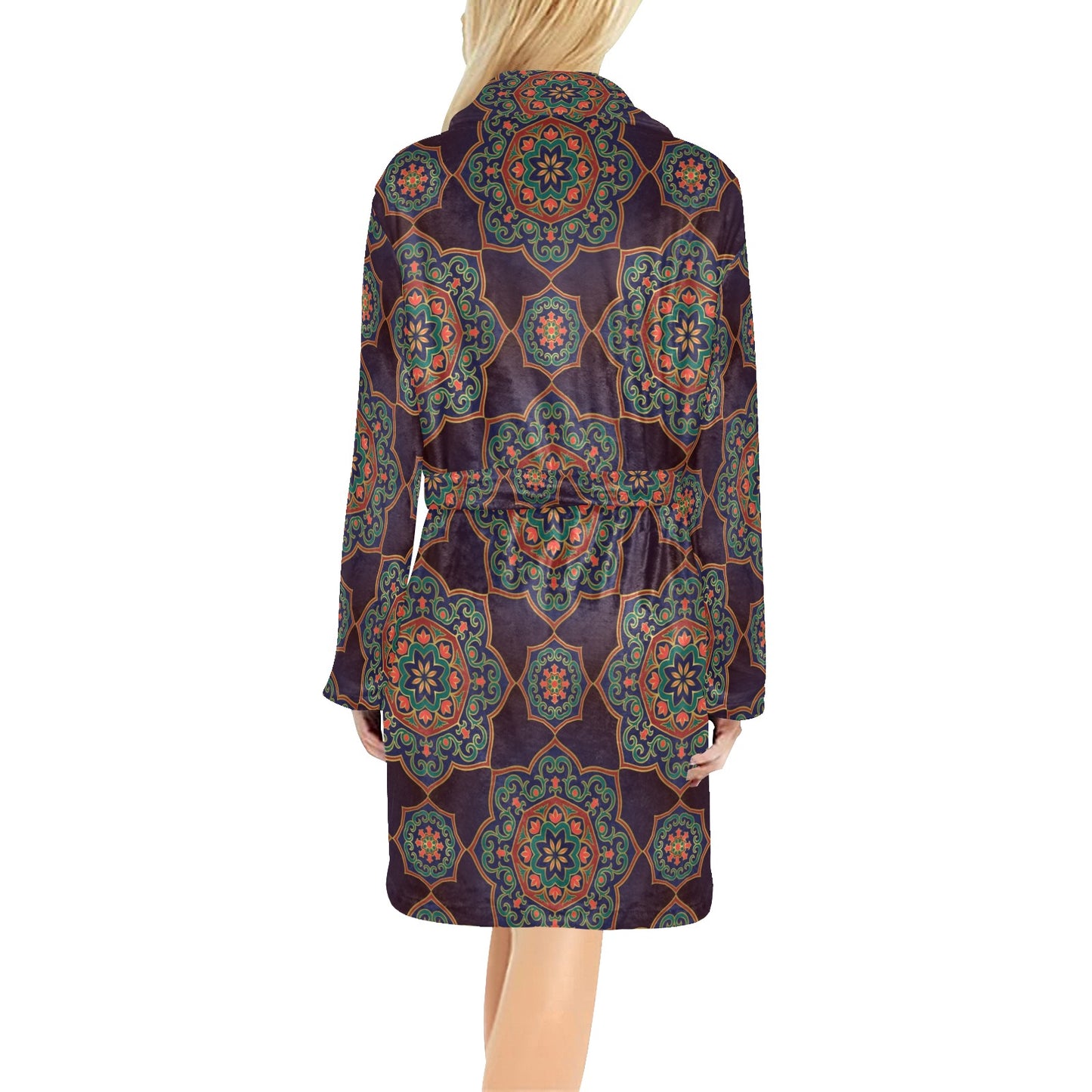 Medallion Pattern Print Design 03 Women's Fleece Robe
