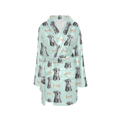 Schnauzers Pattern Print Design A03 Women's Fleece Robe