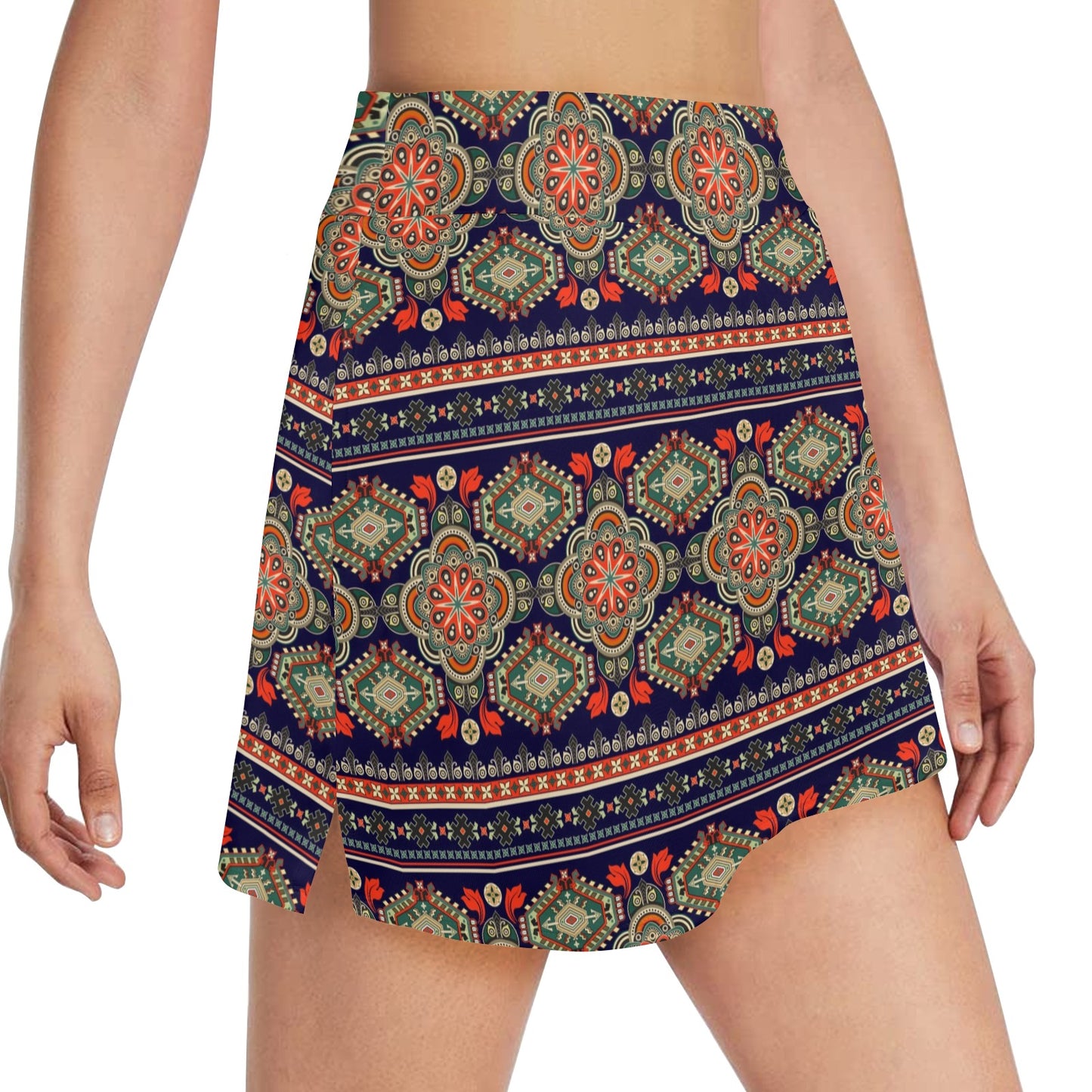Ethnic Geometric Print Pattern 17" Golf & Pickleball Skort with Pockets