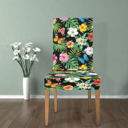 Hibiscus With Butterfly Print Design LKS305 Dining Chair Slipcover