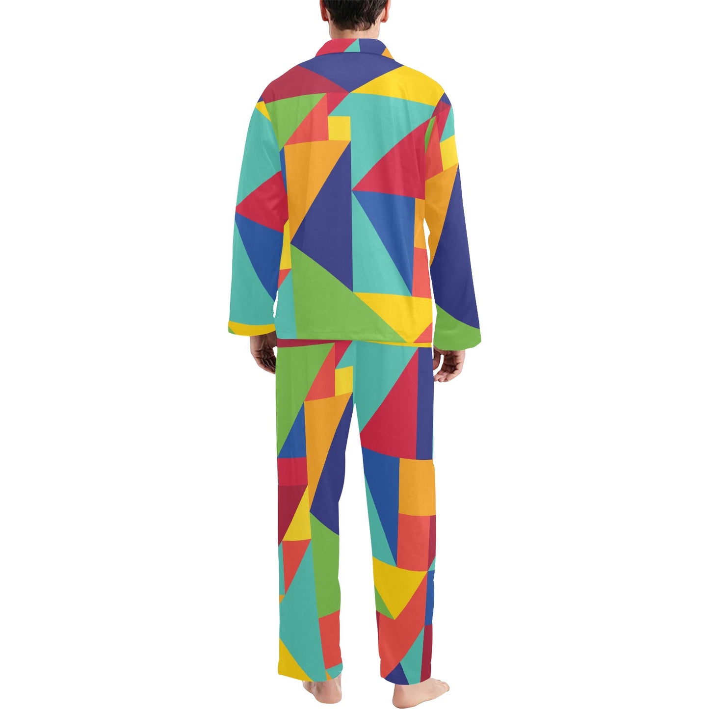 Mosaic Pattern Print Design 01 Men's Long Pajama Set