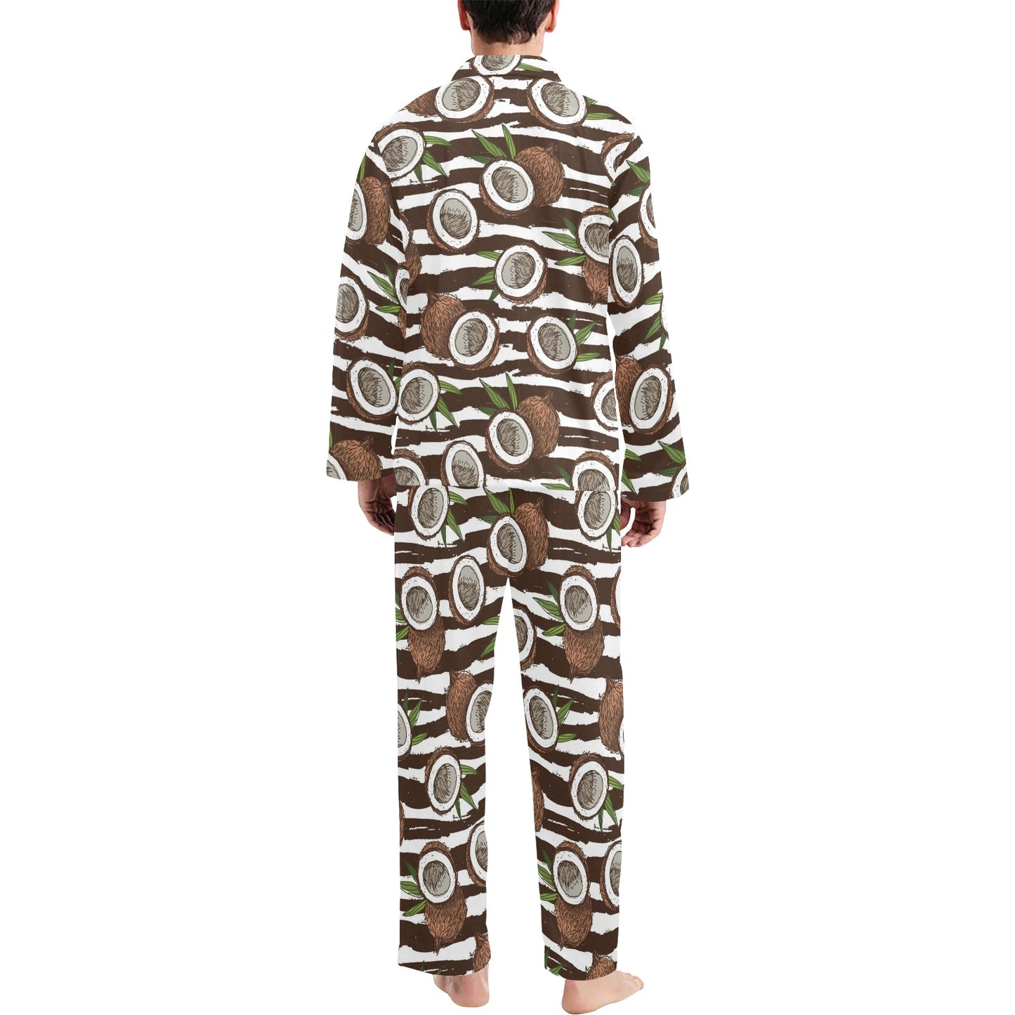 Coconut Pattern Print Design CN04 Men's Long Pajama Set
