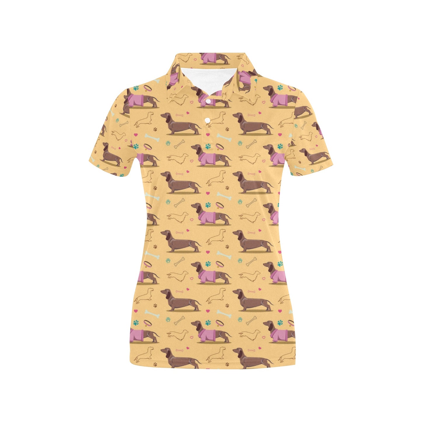 Dachshund Pattern Print Design 07 Women's Polo Shirt