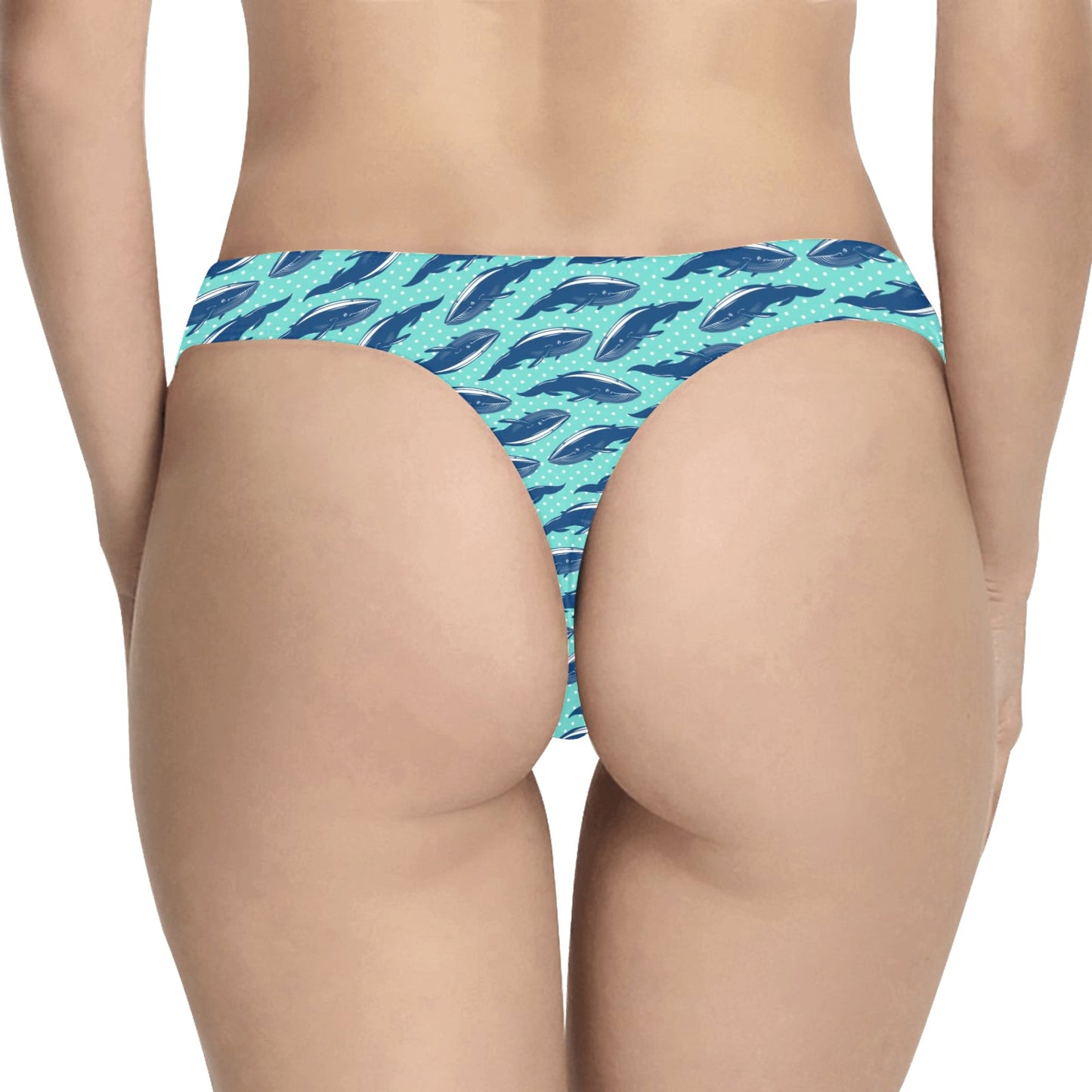 Whale Polka Dot Design Themed Print Women's Thongs