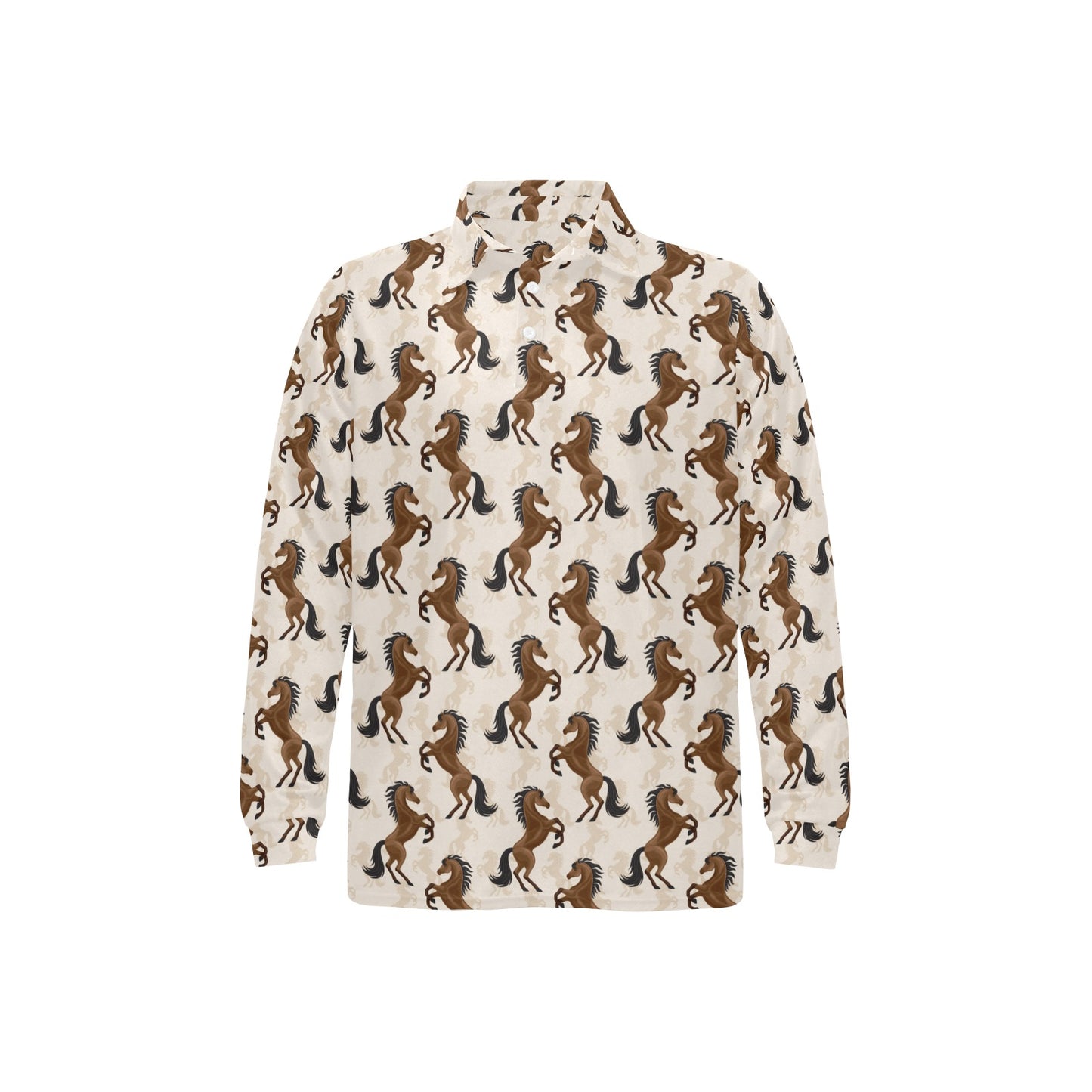 Horse Print Design LKS308 Long Sleeve Polo Shirt For Men's