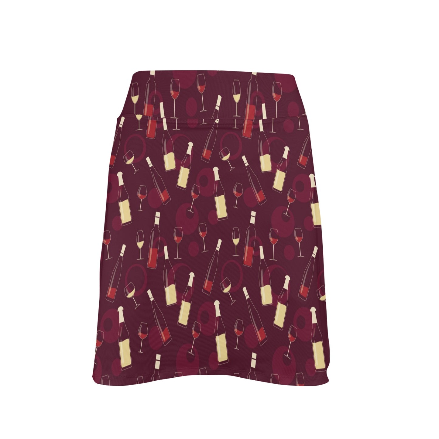 Wine Themed Pattern Print 17" Golf & Pickleball Skort with Pockets