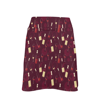 Wine Themed Pattern Print 17" Golf & Pickleball Skort with Pockets
