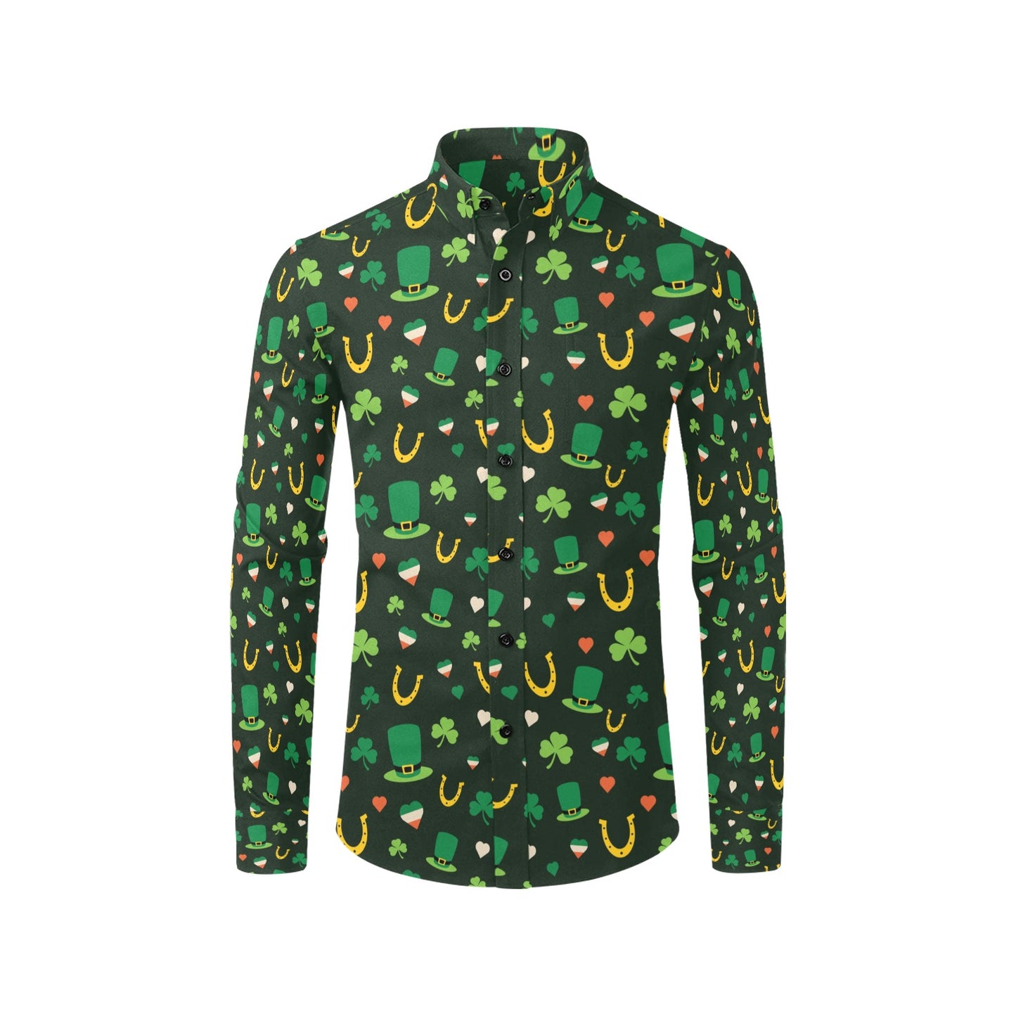 Shamrock Print Design LKS308 Men's Long Sleeve Dress Shirt