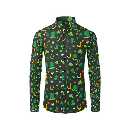 Shamrock Print Design LKS308 Men's Long Sleeve Dress Shirt