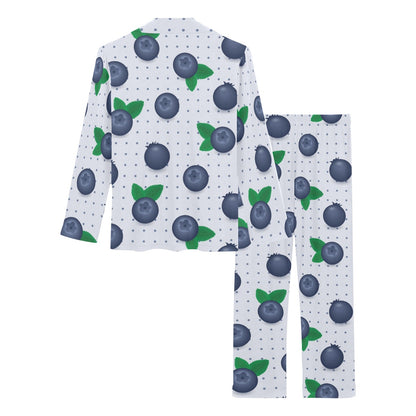 Blueberry Pattern Print Design BB02 Women's Long Pajama Set