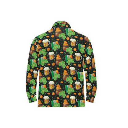 St Patricks Day Print Design LKS303 Long Sleeve Polo Shirt For Men's