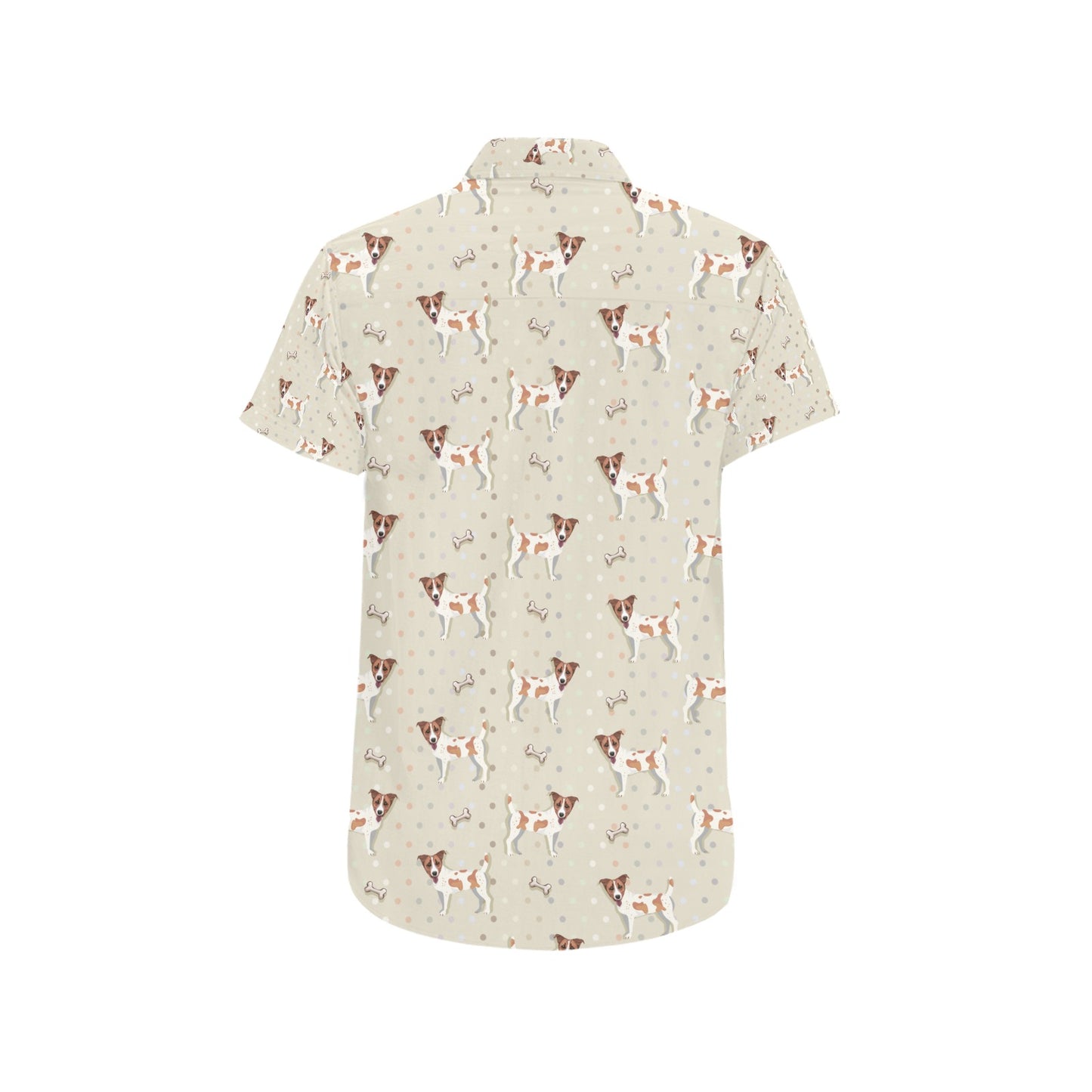 Russell Terriers With Bone Print Design LKS302 Men Short Sleeve Button Up Shirt