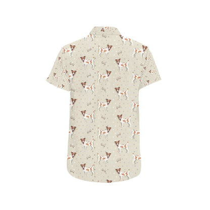 Russell Terriers With Bone Print Design LKS302 Men Short Sleeve Button Up Shirt