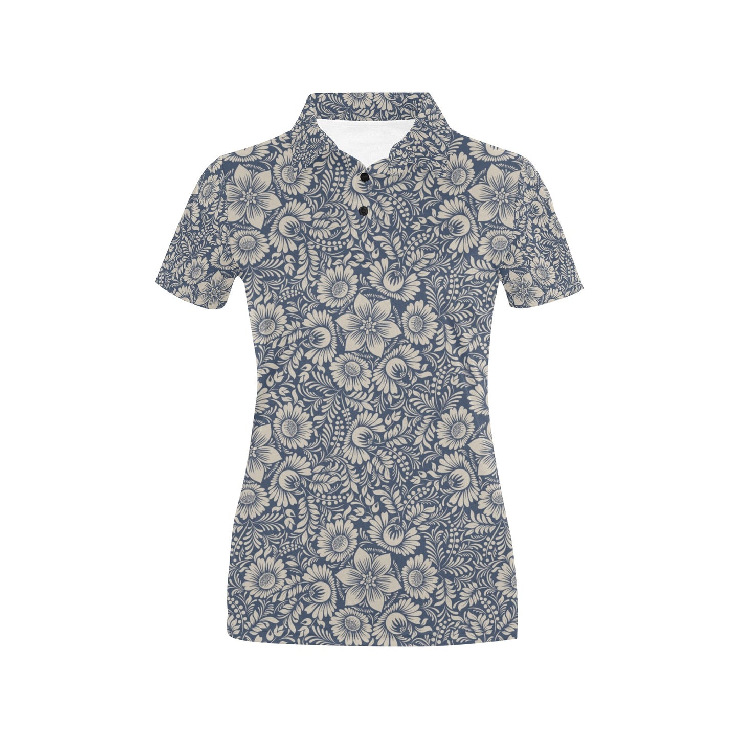 Elegant Floral Print Pattern Women's Polo Shirt