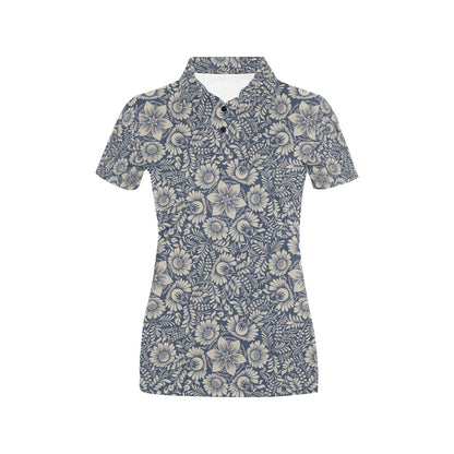 Elegant Floral Print Pattern Women's Polo Shirt