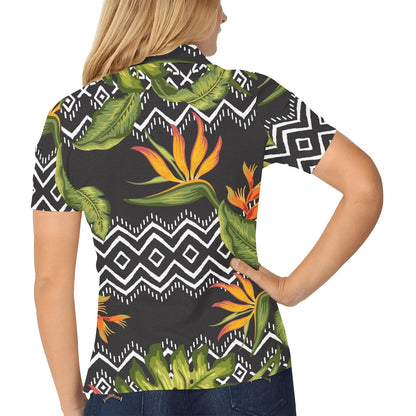 Bird Of Paradise Pattern Print Design BOP07 Women's Polo Shirt