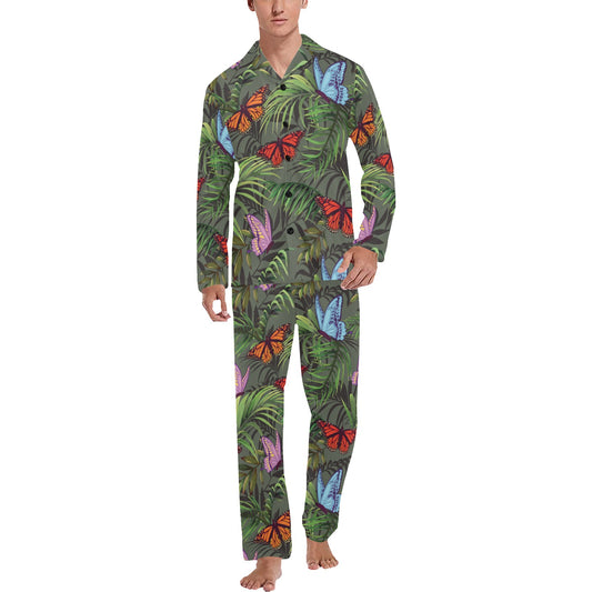 Monarch Butterfly Pattern Print Design 04 Men's Long Pajama Set