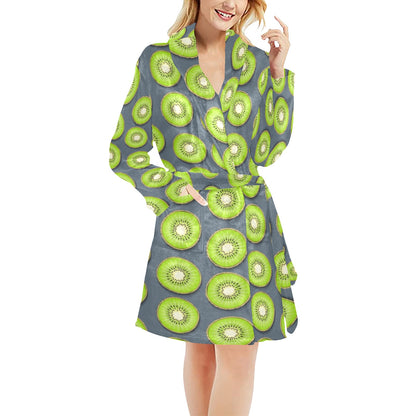 Kiwi Pattern Print Design KW06 Women's Fleece Robe