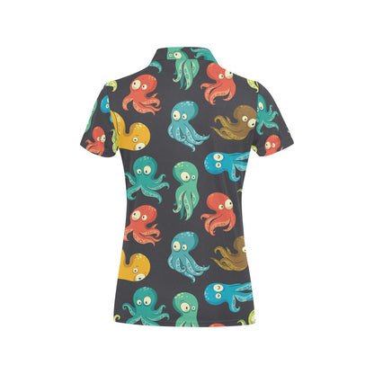 Octopus Pattern Print Design A01 Women's Polo Shirt