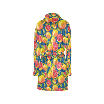 Grapefruit Pattern Print Design GF04 Women's Fleece Robe