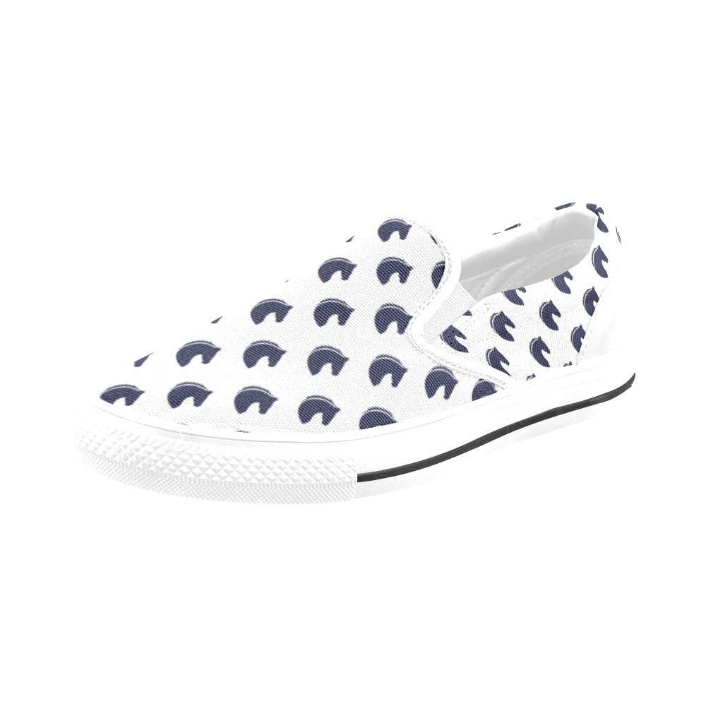 Horse Head Print Design LKS303 White Slip Ons Canvas Women's Shoes