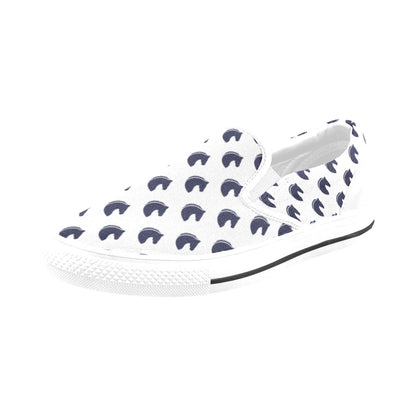 Horse Head Print Design LKS303 White Slip Ons Canvas Women's Shoes