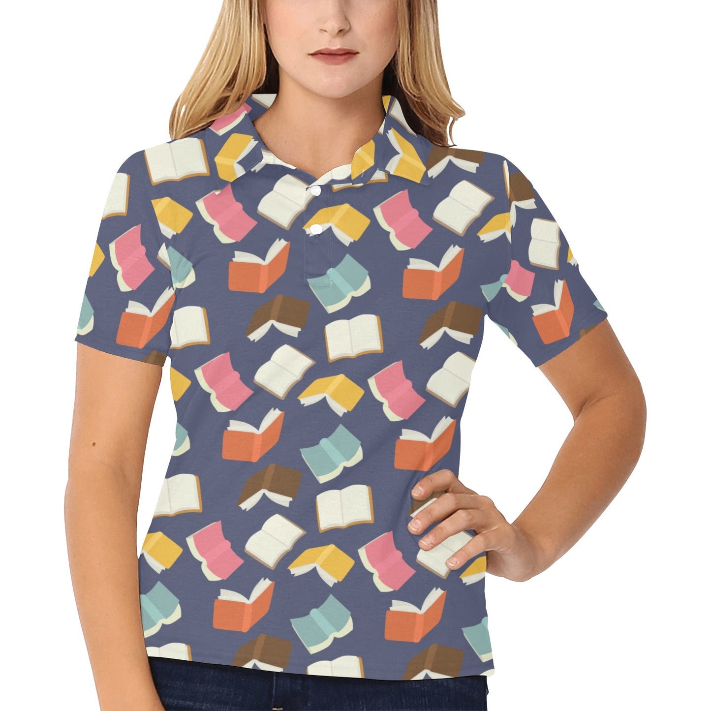 Book Pattern Print Design 01 Women's Polo Shirt