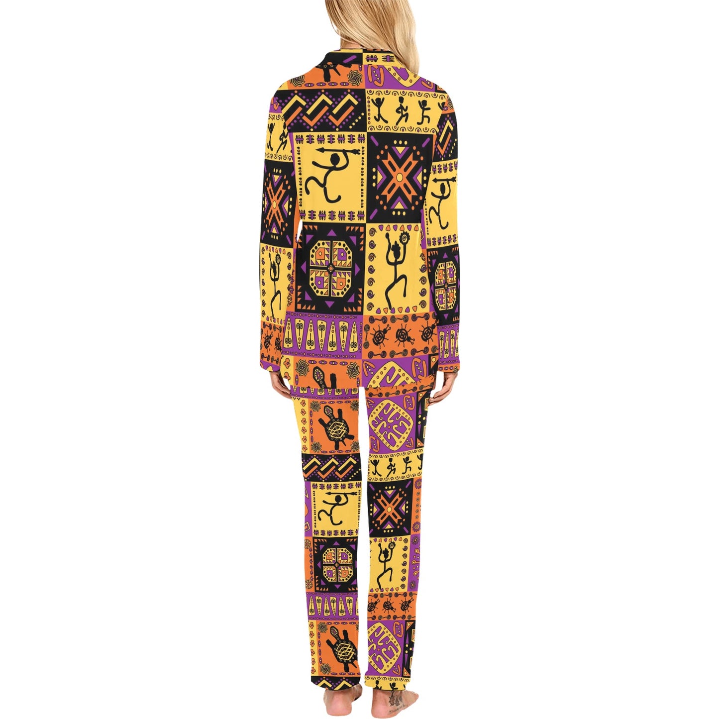 African Pattern Print Design 02 Women's Long Pajama Set