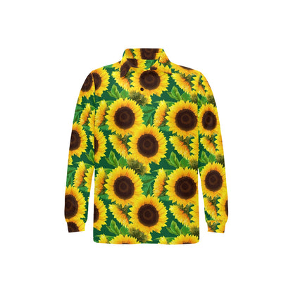 Sunflower Pattern Print Design SF02 Long Sleeve Polo Shirt For Men's