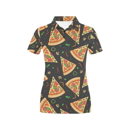 Pizza Pattern Print Design A02 Women's Polo Shirt