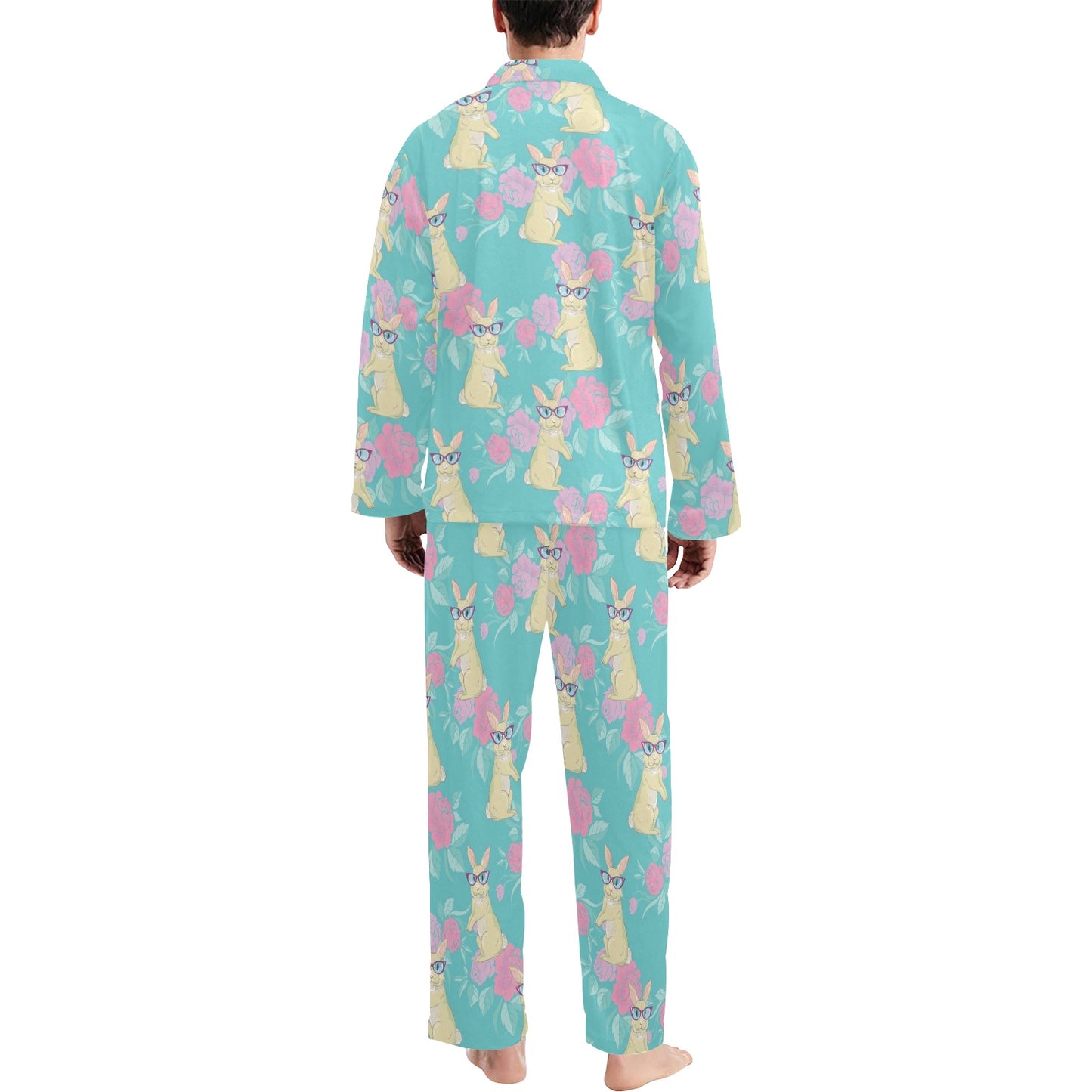 Rabbit Pattern Print Design RB05 Men's Long Pajama Set