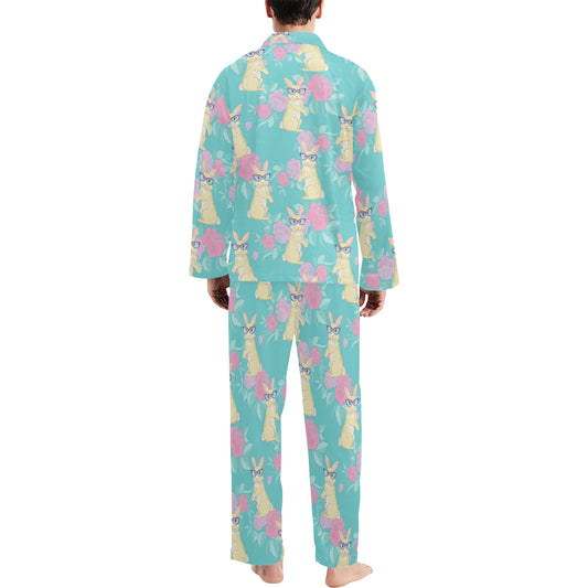 Rabbit Pattern Print Design RB05 Men's Long Pajama Set