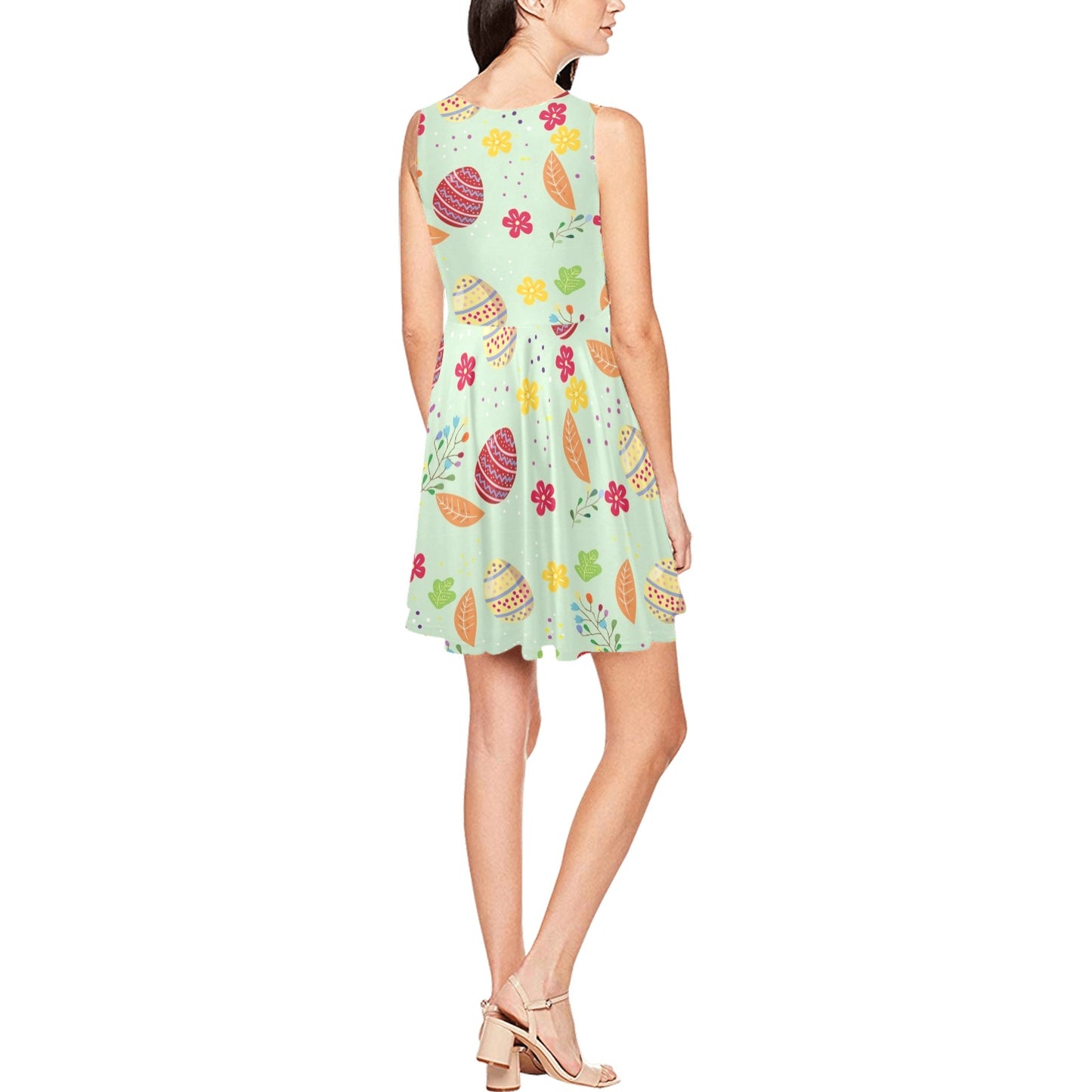 Easter Eggs Pattern Print Design RB07 Sleeveless Dress